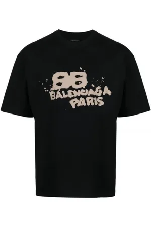 Balenciaga Top, Herre, Sort, M, Bomuld, Trykt Logo T-shirt i Sort