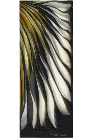 Roberto Cavalli Tilbehør, Dame, Flerfarvet, ONE SIZE, Uld, Guld Print Tørklæde