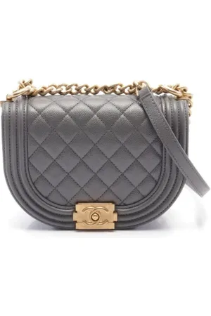 CHANEL Pre-owned, Dame, Grå, ONE SIZE, Uld, Pre-owned Laeder crossbody-tasker