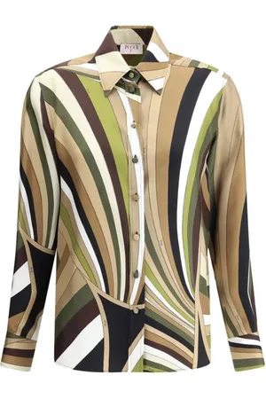 Emilio Pucci Bluser & Skjorter, Dame, Flerfarvet, S, Abstrakt Print Silkebluse