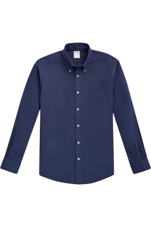 Brooks Brothers Skjorte, Herre, Blå, S, Bomuld, Blå Regular Fit Non-Iron Stretch Bomuldsskjorte med Button Down-krave