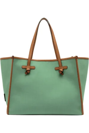 Gianni chiarini Taske, Dame, Grøn, ONE SIZE, Læder, Mint To-Farvet Håndtaske med Læderdetaljer