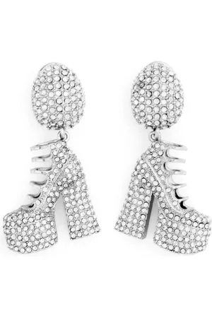 Marc Jacobs Tilbehør, Dame, Grå, ONE SIZE, Pavé Kiki Boot Øreringe Sølv Krystal
