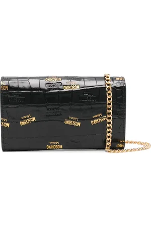 Moschino Taske, Dame, Sort, ONE SIZE, Uld, Krokodille Print Kæde Logo Pung