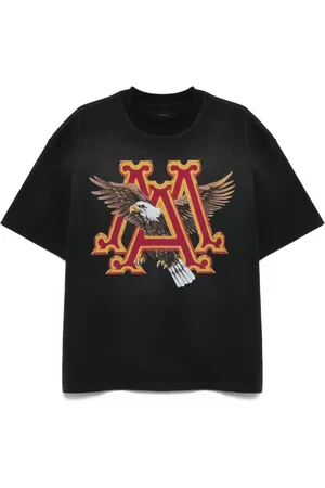 AMIRI Top, Herre, Sort, 2XL, Sort Logo Print Crew Neck T-shirt