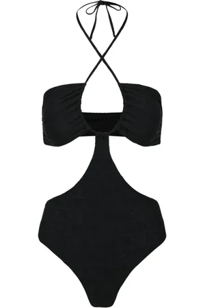 Iceberg Badetøj, Dame, Sort, M, Sort heldragt badedragt med cut-out design og allover logo