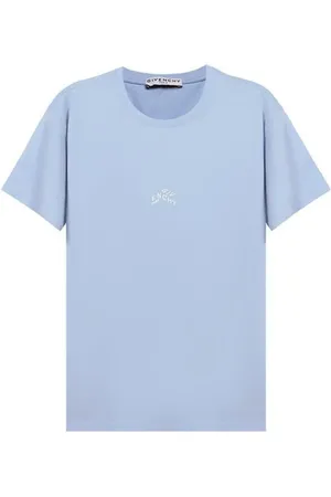 Givenchy Top, Herre, Blå, XS, Bomuld, Broderet logo T-shirt