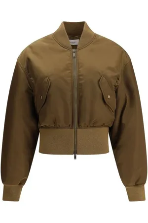 Saint Laurent Jakke, Dame, Brun, 3XS, Nylon, Glossy Nylon Bomber Jacket
