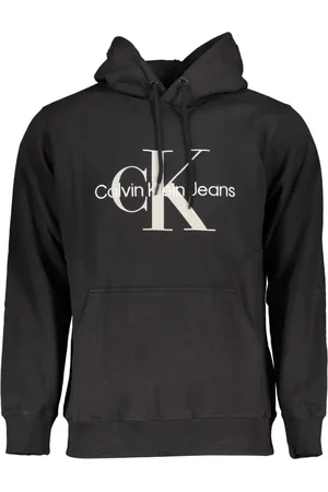 Calvin Klein Sweathshirts & Hoodies, Herre, Sort, 2XL, Bomuld, Sort hættetrøje med kontrastdetaljer