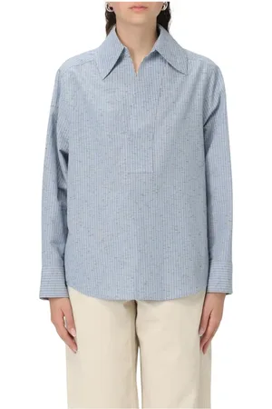 Bottega Veneta Bluser & Skjorter, Dame, Blå, XS, Elegant Blå Button-Up Skjorte