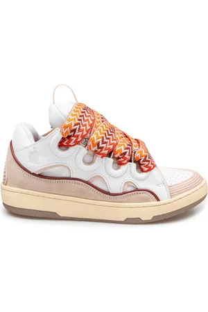 Lanvin Sko, Dame, Hvid, 39 EU, Læder, Hvide Fersken Læder Sneakers Snørelukning