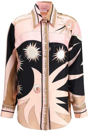 Emilio Pucci Bluser & Skjorter, Dame, Flerfarvet, S, Uld, Stella Print Silkeskjorte