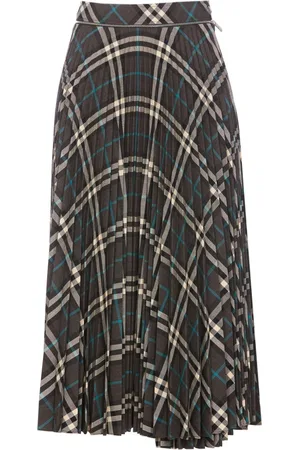 Burberry Nederdel, Dame, Grå, 2XS, Uld, Stilfuld Midi Nederdel