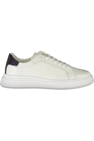 Calvin Klein Sko, Herre, Hvid, 45 EU, Sporty hvide snøresko med print