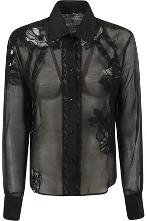 ERMANNO SCERVINO Bluser & Skjorter, Dame, Sort, S, Bomuld, Sort Broderet Skjorte