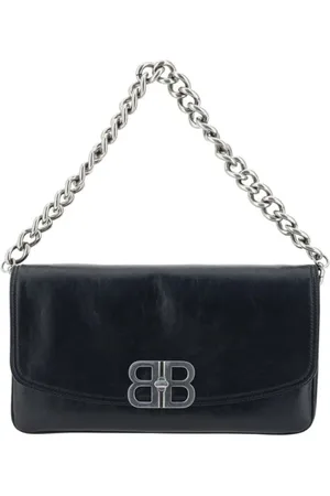 Balenciaga Taske, Dame, Sort, ONE SIZE, Uld, Læder skuldertaske med kædehåndtag