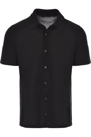 Roberto Collina Skjorte, Herre, Sort, L, Bomuld, Sort Bomuldspolo Skjorte
