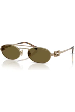 Miu Miu Tilbehør, Dame, Gul, 53 MM, Uld, Guld/Mørkebrune Solbriller