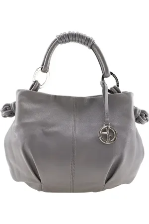 Emporio Armani Pre-owned, Dame, Grå, ONE SIZE, Uld, Pre-owned Laeder skuldertasker
