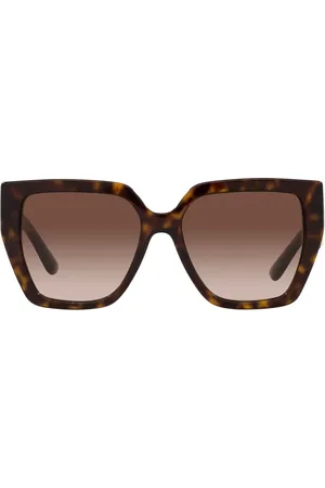 Dolce & Gabbana Tilbehør, Dame, Brun, 55 MM, Firkantede Oversized Solbriller med Metal Logo