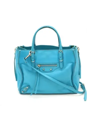 Balenciaga Pre-owned, Dame, Blå, ONE SIZE, Uld, Pre-owned Laeder balenciaga-tasker