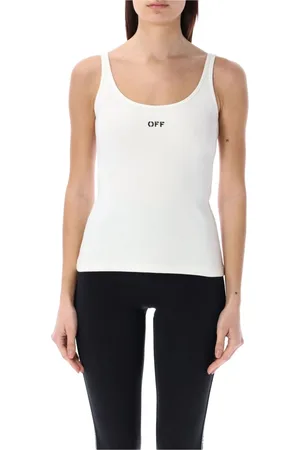 OFF-WHITE Top, Dame, Hvid, S, Bomuld, Hvid Rib Tank Top Aw24