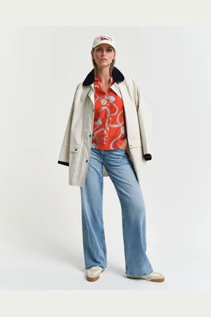 GANT Bluser & Skjorter, Dame, , XL, Bomuld, Bomuld og silke skjorte med voile print, klassisk pasform