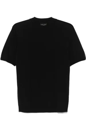 Roberto Collina Strik, Herre, Sort, 2XL, Linned, Sort Crew Neck Linned Sweater