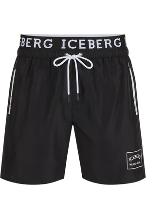 Iceberg Badetøj, Herre, Sort, XL, Sorte badebukser med logo taljebånd og kontrastfarvet snøre