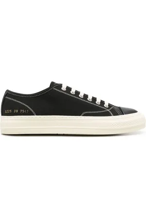 COMMON PROJECTS Sko, Herre, Sort, 39 EU, Læder, Canvas Sneakers med Mandelformet Tå