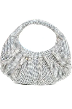 Twentyfour Taske, Dame, Grå, ONE SIZE, Glitrende Halvmåne Clutch i Lyseblå