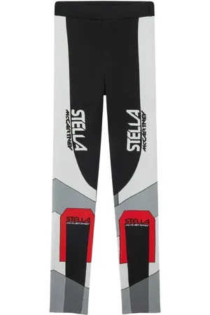 Stella McCartney Bukser, Dame, Flerfarvet, 2XS, Sort Legging med Høj Talje