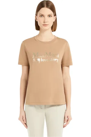 Max Mara Top, Dame, Brun, S, Bomuld, Brun Crew-neck T-shirts og Polos