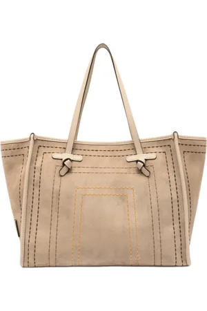 Gianni chiarini Taske, Dame, Brun, ONE SIZE, Læder, Broderet Ruskindstaske med Læderhåndtag