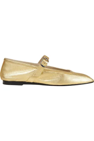Le Monde Beryl Sko, Dame, Gul, 42 EU, Uld, Guld Læder Mary Jane Ballet Flats