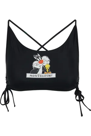 Iceberg Badetøj, Dame, Sort, M, Uld, Sort Bandeau Badetop med Garfield Print i Midten