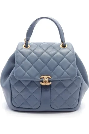 CHANEL Pre-owned, Dame, Blå, ONE SIZE, Uld, Pre-owned Laeder rygsaekke