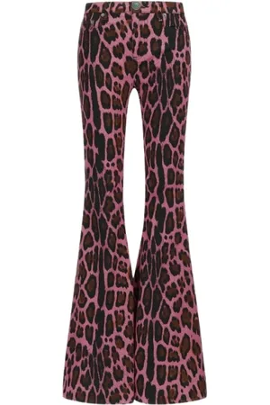 Roberto Cavalli Bukser, Dame, Lyserød, S, Bomuld, Jaguar Skin Print Fuchsia Jeans