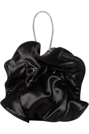 Twentyfour Taske, Dame, Sort, ONE SIZE, Satin, Sort Satin Spandtaske med Juvelhåndtag
