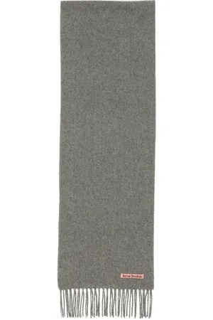 Acne Studios Tilbehør, unisex, Grå, ONE SIZE, Uld, Grå Uldtørklæde med Frynser