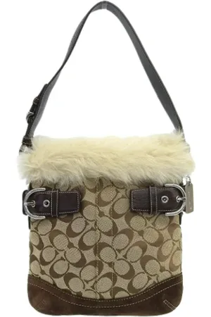 Coach Pre-owned, Dame, Brun, ONE SIZE, Uld, Pre-owned Canvas skuldertasker