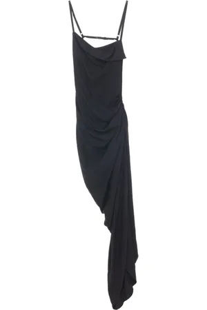 Jacquemus Kjole, Dame, Sort, XS, Sort Kjole med Asymmetrisk Hem