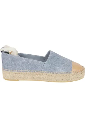 Tory Burch Sko, Dame, Blå, 38 EU, Bomuld, Flade Cap-Toe Espadrillesko