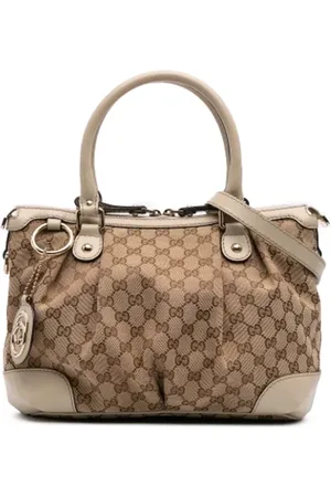 Gucci Pre-owned, Dame, Brun, ONE SIZE, Uld, Pre-owned Canvas gucci-tasker