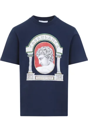 Casablanca Top, Herre, Blå, L, Bomuld, Trykt T-shirt Medalje Stil
