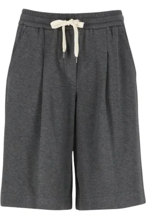 Brunello Cucinelli Shorts, Dame, Grå, M, Uld, Minimalist Grå Kort Jakke