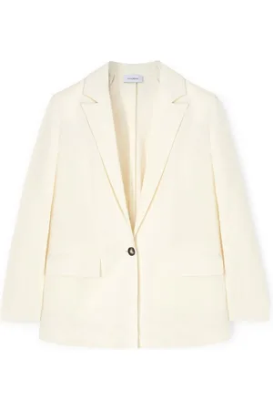 Motivi Jakke, Dame, Hvid, XL, Bomuld, Enkeltbrystet blazer med Martingale