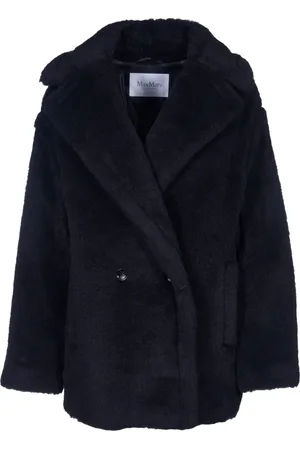 Max Mara Frakke, Dame, Sort, S, Uld, Sort Teddy Alpaca Uldfrakke