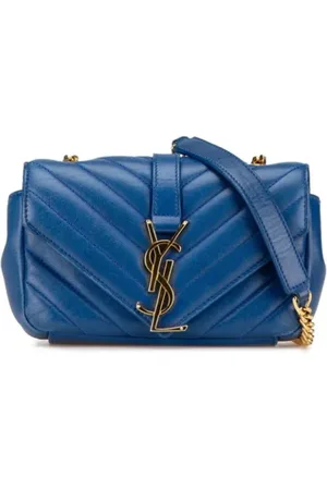 Saint Laurent Pre-owned, Dame, Blå, ONE SIZE, Uld, Pre-owned Laeder crossbody-tasker