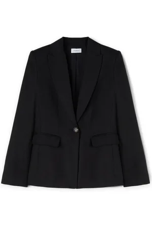 Motivi Jakke, Dame, Sort, XL, Linned, Enkeltknapet blazer i linnedblanding